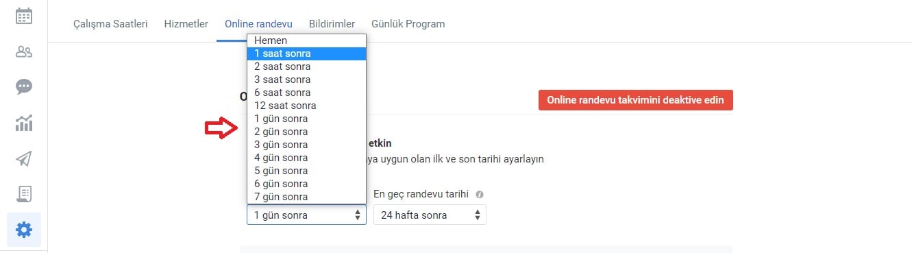 En yakın randevu